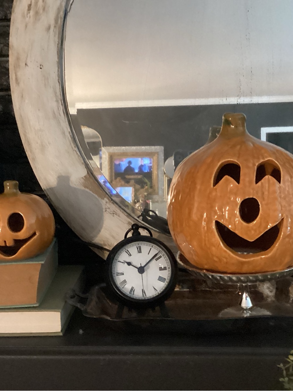 Mccoy Glazed Orange Jack-O'-Lantern Ceramic Pumpkin Accents set/2